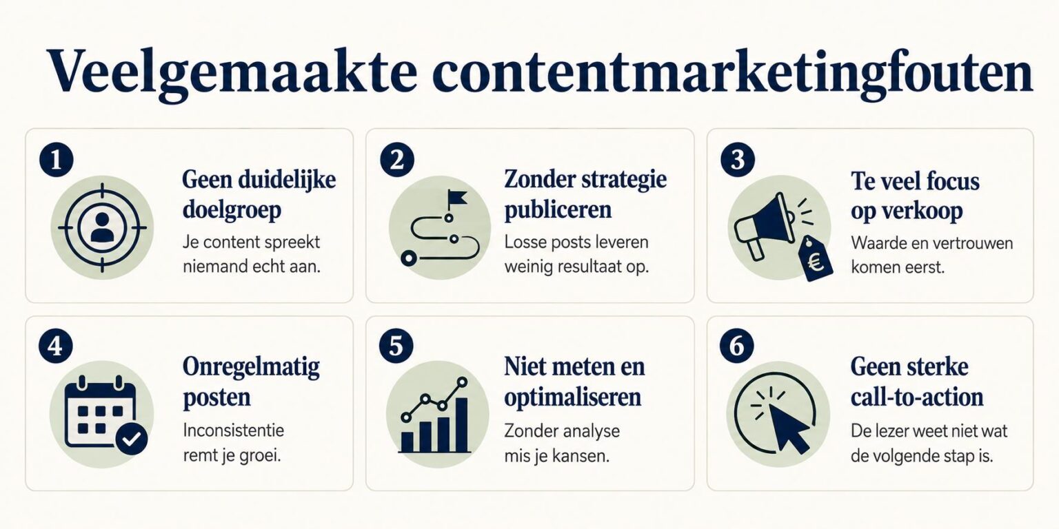 Infographic toont de belangrijkste content marketing fouten en hoe je deze voorkomt voor betere online resultaten